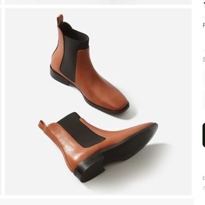 New Everlane Leather Square Toe Chelsea Boot Brown